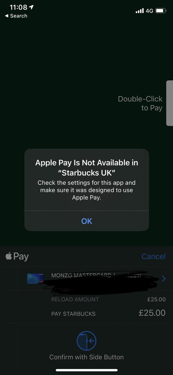 AntThirteen's tweet photo. Hi @StarbucksUK your new app is a joke. Can only upload money via Apple Pay but Apple isn’t apparently supported by the app 💁🏼‍♂️ https://t.co/YtGZhc6jku