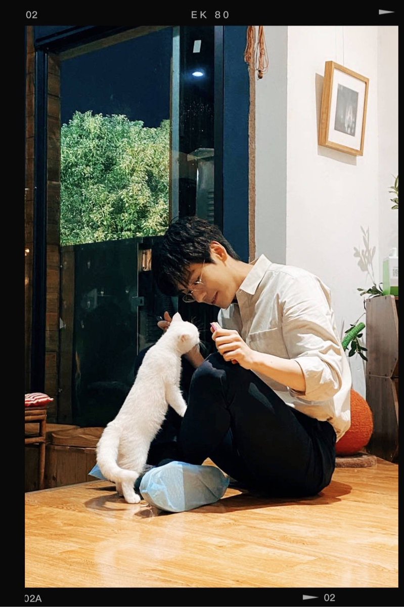 zheming with a cutie catto; two cuties in one frame 