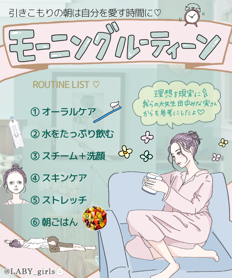 何もしたくない、やる気おきないって日にこそやってほしいモーニングルーティン?
自他ともに認める引きこもりの私が半年続けてるけどマジで気持ち上がるし、可愛くなったねって言われること増えた・・・!ちょっと朝時間作るだけで今日の自分やるじゃんってなる?? 