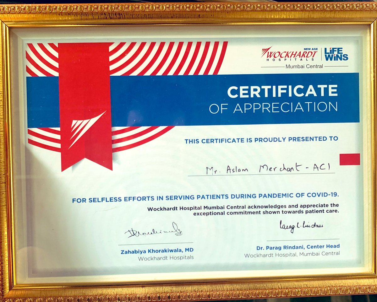 Congratulations To Team @ACI_Mumbai ♥️

#CertificateOfAppreciation
#COVID19
