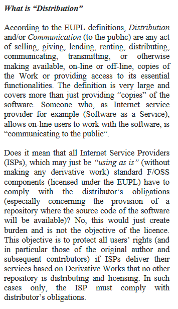 36/ "Using EUPL-licenced code: your rights and obligations"Good explanations of what things mean, with examples. See eg.