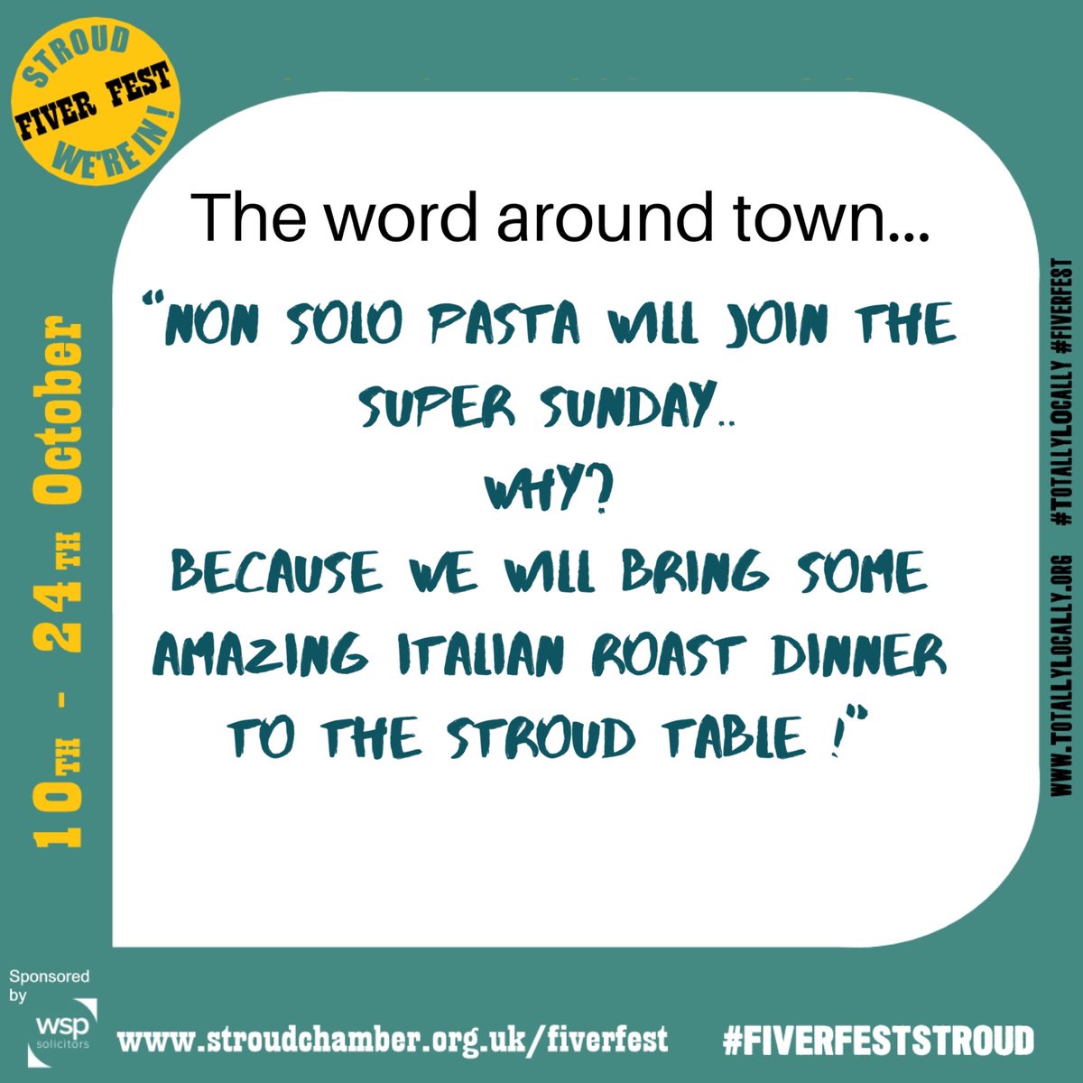 Non Solo Pasta shares their Fiver Fest story with us. Along with many other businesses in town, they are open tomorrow for #Stroud Super Sunday 🎉

Please add coming into town on your To Do list for tomorrow ❤️

#StroudSuperSunday #VisitStroud #StroudFiverFest