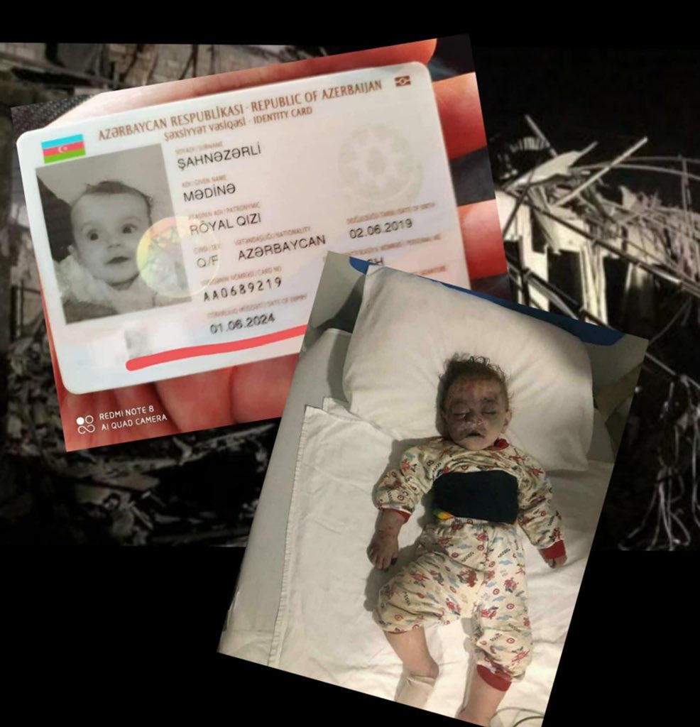 Operativ Məlumat Mərkəzi - OMM (@Operativ_MM) on Twitter photo 2020-10-17 10:45:17 A 16-month-old victim of the Ganja terror that took place tonight. Along with this baby, his father was also killed. #StopArmenianAggression #ArmeniaKillsCivilians #KarabakhisAzerbaijan #StopArmenianOccupation #DontBelieveArmenia #GanjaCity A 16-month-old victim of the Ganja terror that took place tonight. Along with this baby, his father was also killed. #StopArmenianAggression #ArmeniaKillsCivilians #KarabakhisAzerbaijan #StopArmenianOccupation #DontBelieveArmenia #GanjaCity