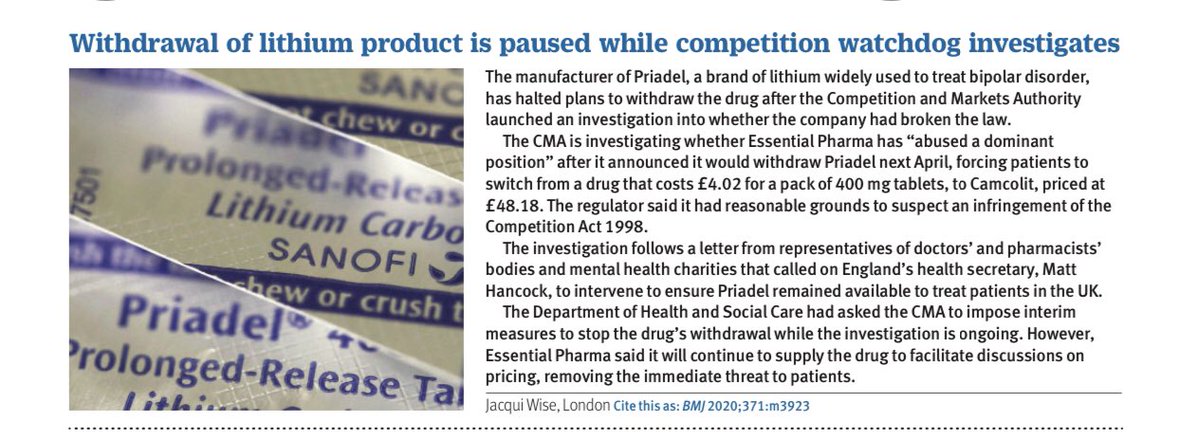 Trisha_the_doc's tweet photo. This sounds like good news in the @bmj_latest?
It’s not that many Saturdays ago that we were discussing concerns about #priadel being discontinued. https://t.co/1kEHASSk5c