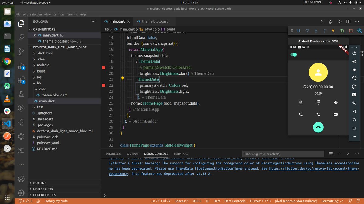 venancesovigui1's tweet image. flutter mobile ligth and dark mode with #flutterBloc.
#flutter 
#GDG #WTM  #Devfest2020 #GDGAbomeyCalavi #GDGCotonou #GDGParakou #GDGPortoNovo
