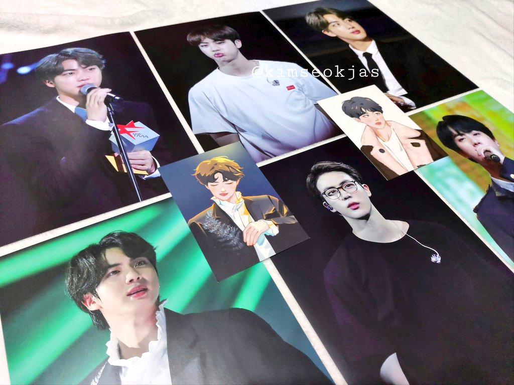  A4 Poster set close-ups Large photocard close-ups Fanart postcard close-ups(I now have the forehead Seokjin wearing glasses in poster form too hELloOOooo)