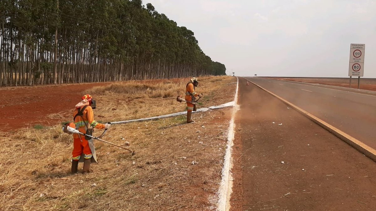 DNIToficial's tweet photo. O DNIT executa a manutenção da BR-359/MS, entre a divisa de Goiás e a cidade de Alcinópolis. Os serviços incluem a roçada do km 32,58 ao km 33,40 e a escavação mecanizada no km 88,50. https://t.co/gxWbw4H41G