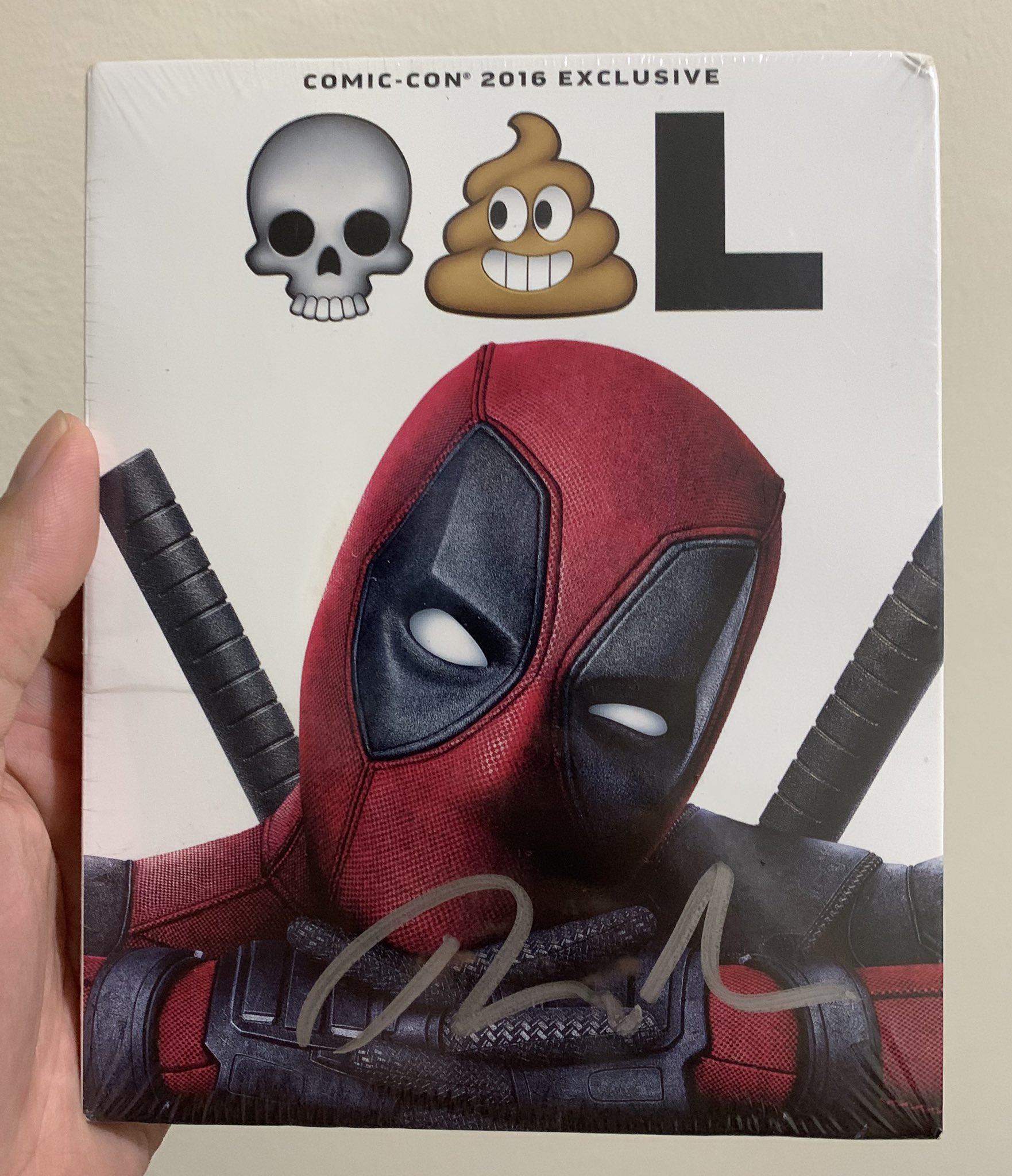 2016 SDCC Exclusive Deadpool Blu-Ray, signed by Ryan Reynolds.  Belated happy birthday! 