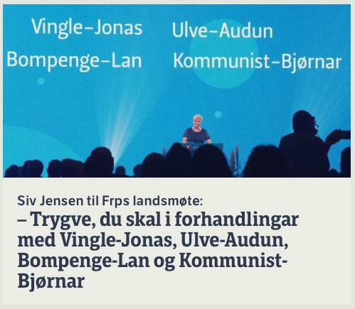 Det er utrolig trist og dumt når norske politikere legger seg på samme barnslige nivå som Donald. Dette er virkelig å rote rundt i bunnen av søppeldunken i retorikk.