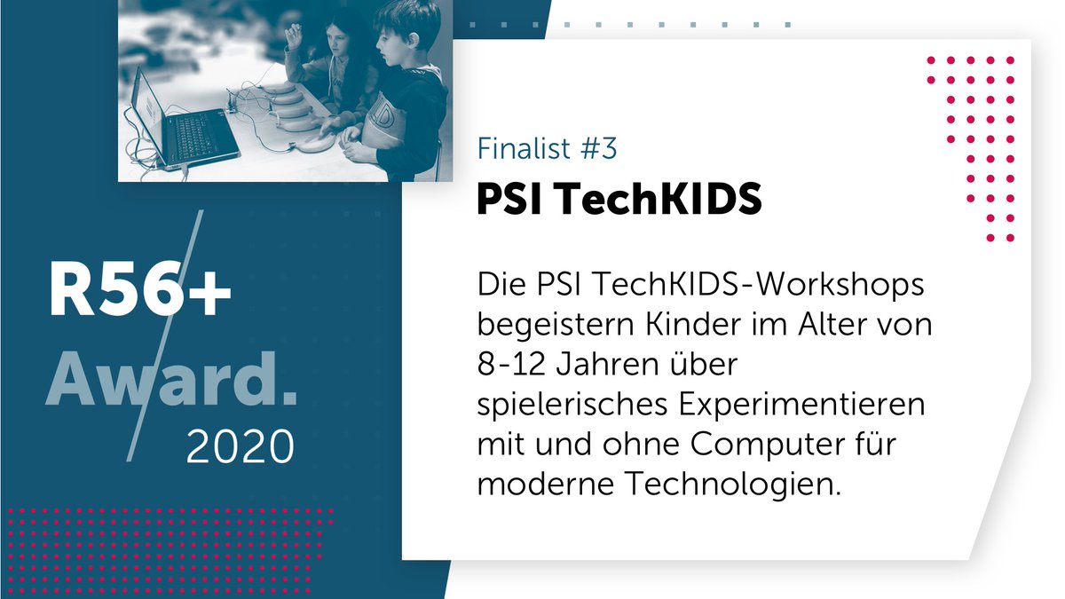 Region56Plus's tweet photo. R56+ Award Finalist #3 - PSI TechKIDS
„Das Projekt PSI Tech Kids ist ein hervorragendes Beispiel dafür, wie man Kindern und Jugendlichen aus der Region Zugang zum Thema IT verschaffen kann.“ (H. Düster, sebapharma) #region56plus #award #digitalisierung #innovation https://t.co/1rhwGzHbLE