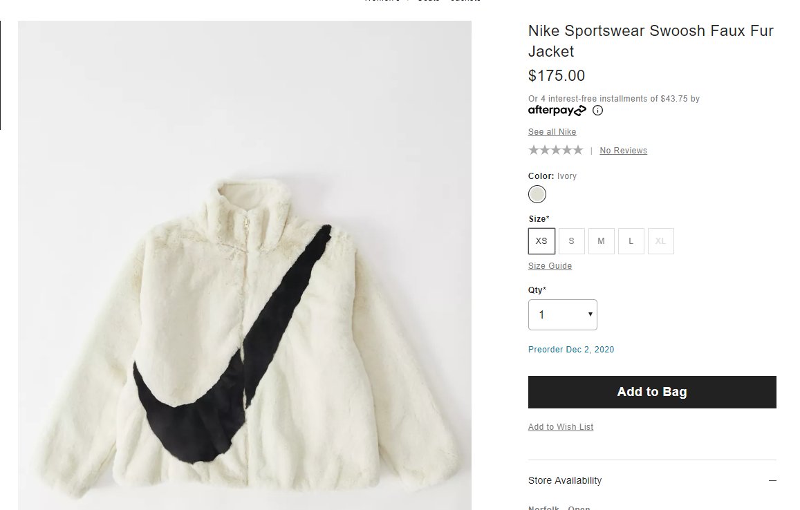 nike fake fur jacket