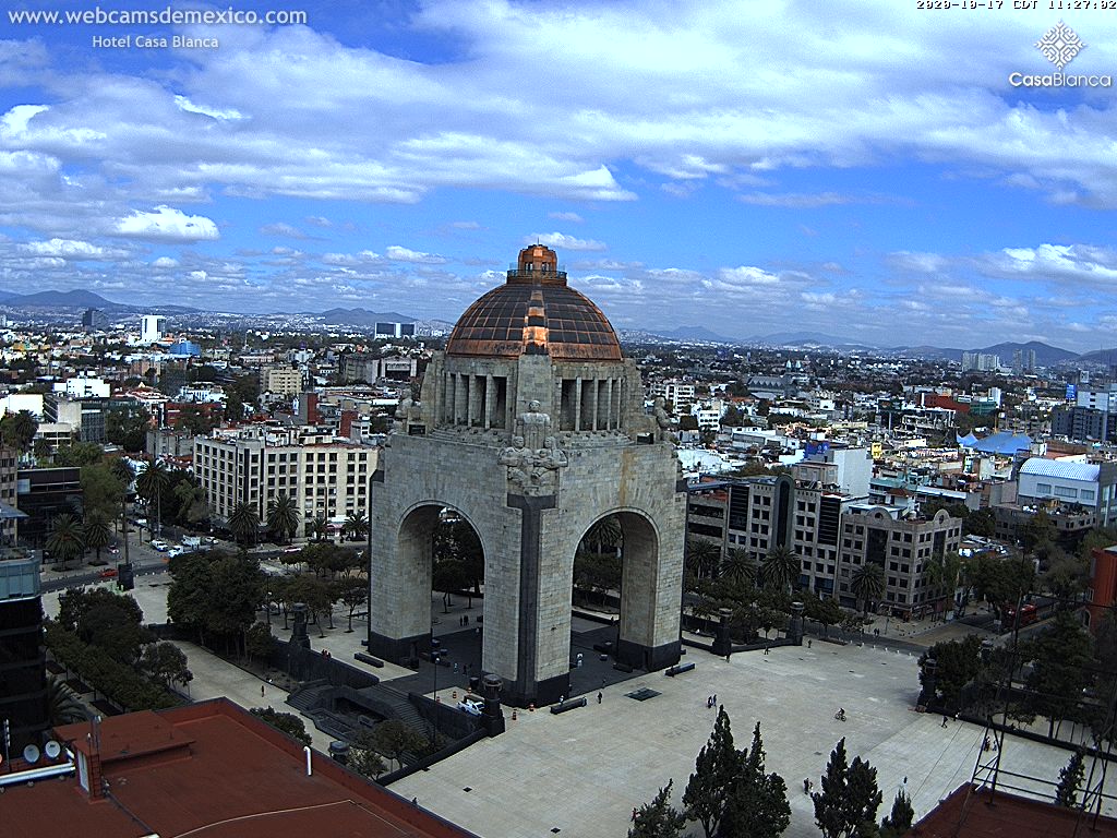 Ciudad de México, #CDMX.
🌡 17° C en este momento.
Temperatura máxima hoy: 23° C.

Webcam #EnVivo las 24 horas 👇
webcamsdemexico.com/webcam-mexico-…
Vista hacia Monumento a la Revolución desde <a href="/HotelCasaBlanca/">Hotel Casa Blanca</a>.