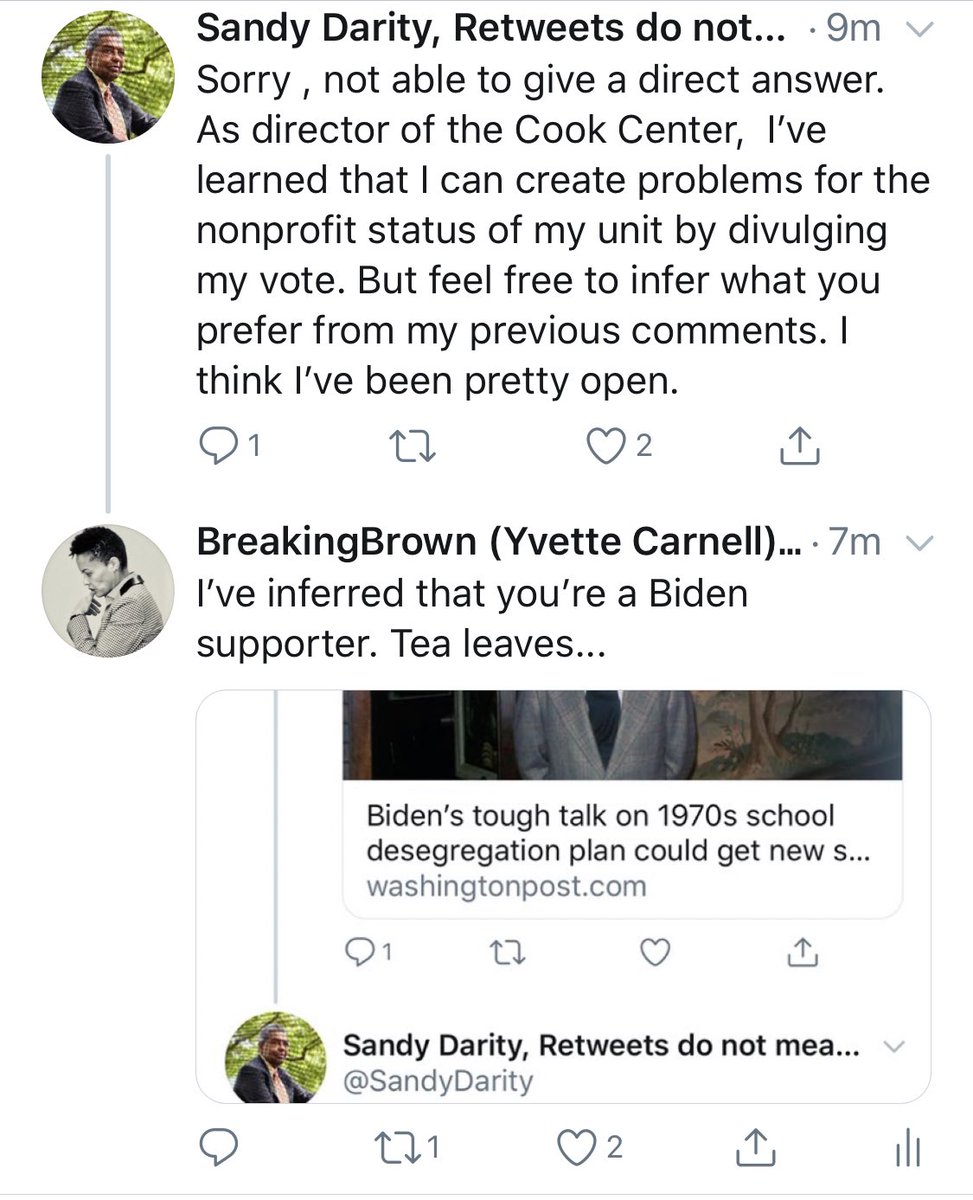 Breakingbrown Yvette Carnell Does That Mean You Ve Committed To Voting For Biden Sandydarity