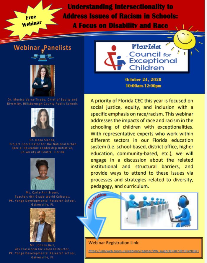We are super excited for the <a href="/FloridaCEC/">Florida CEC</a> Disability and Race Webinar!! 

Guess what!?!?
It's free for EVERYONE!! 

Click the link below to register.

us02web.zoom.us/webinar/regist…