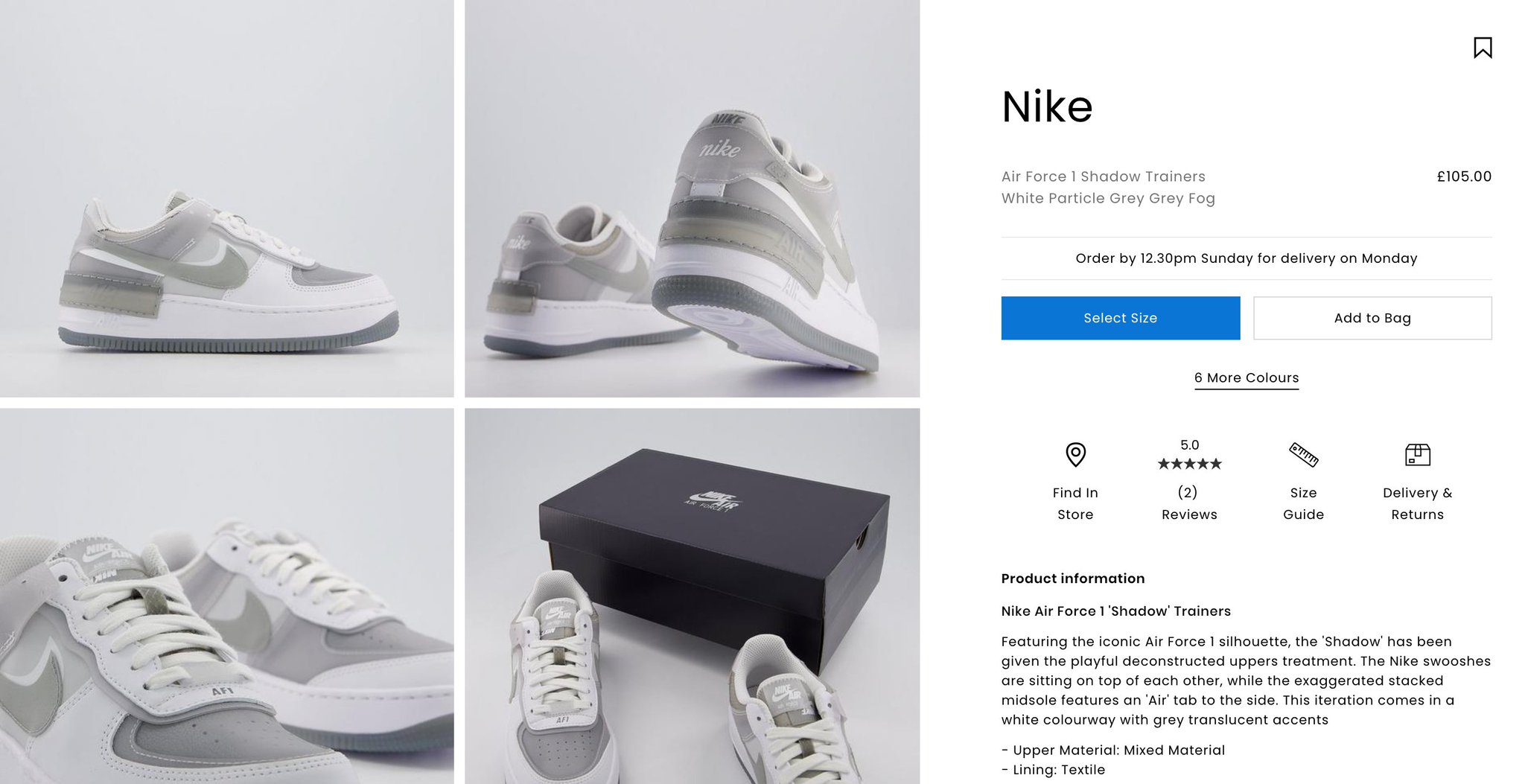 air force 1 shadow trainers white particle grey grey fog