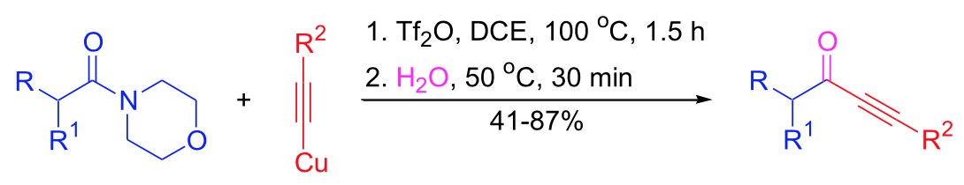 Szostak_Group's tweet photo. #amides Hu’s group reported synthesis of #ynones from #Morpholinyl #Amides using copper #acetylides and #triflic anhydride. #electrophilic activation #acyl addition #tetrahedral intermediates #iminium triflates @guangchenlier @JOC_OL
https://t.co/xkBWymCsMA https://t.co/gpQeYZNTeA