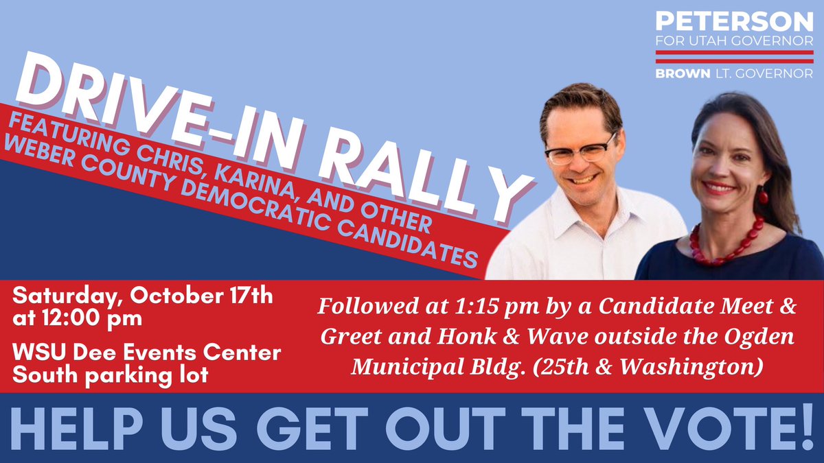 PetersonUtah's tweet photo. Hope to see you at the drive-in rally today. #utopl #TimeForChange https://t.co/5IDPmfYOw4