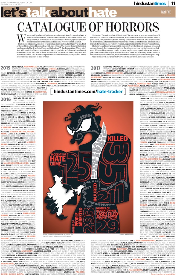 thecaravanindia's tweet photo. Archives | The Hate Tracker, a crowd-sourced database of hate crimes under the Modi government, disappeared from the Hindustan Times website without explanation.

From Dec 2018, Atul Dev on Shobhana Bhartia’s Hindustan Times: https://t.co/iWlJDaiZyf https://t.co/rcfLVWPht3