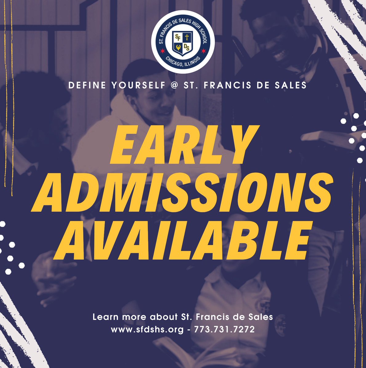 Early admissions process and application is now available for all incoming Freshman! Sign up early, we only have 40 spots available. Apply today: sfdshs.org/admission-appl… ⁠