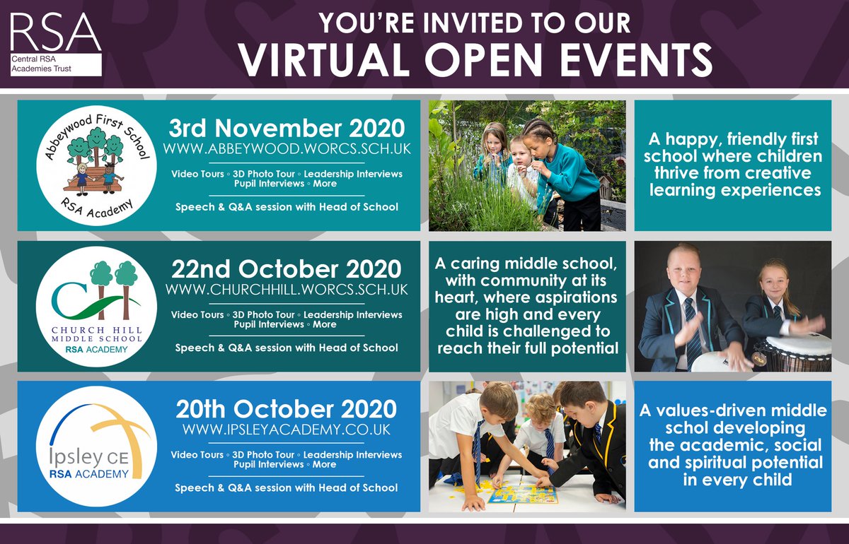Join the #RSARedditchFamily - our virtual open events for @IpsleyAcademy and <a href="/Churchhillms/">Church Hill Middle School</a> start next week!