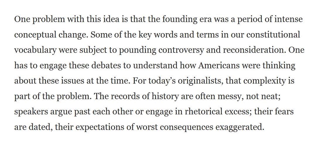 And, more on  #History &  #Constitution  #Originalism from  @JRakove in  @PostOutlook pointing out the paradox that the framers themselves were not originalists ... does “public meaning” ultimately collapse on the very terms of its own methodology? https://www.washingtonpost.com/outlook/originalism-constitution-founders-barrett/2020/10/16/1906922e-0f33-11eb-8a35-237ef1eb2ef7_story.html