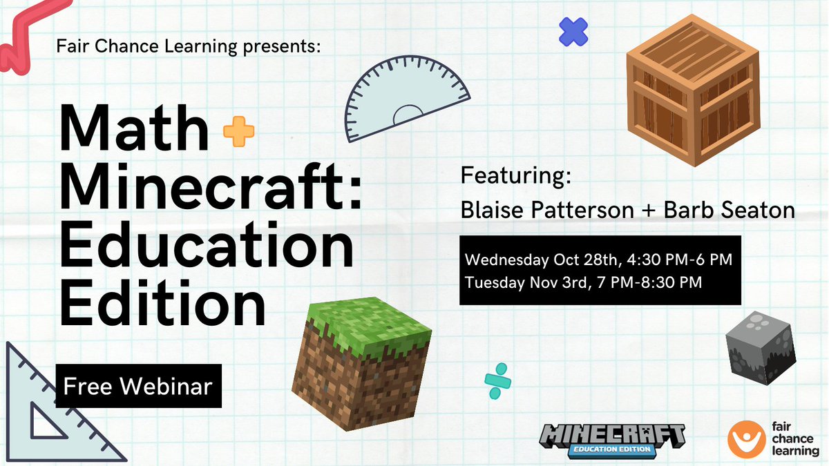 Join us for this introductory look at <a href="/PlayCraftLearn/">Minecraft Education</a> and how to utilize it with the new math curriculum
We'll cover #SEL, #Coding and feature a brand new🌏, which supports Ss understanding of making important financial decisions
Register Now:
ow.ly/g9EA50BRB7i
#OntEd