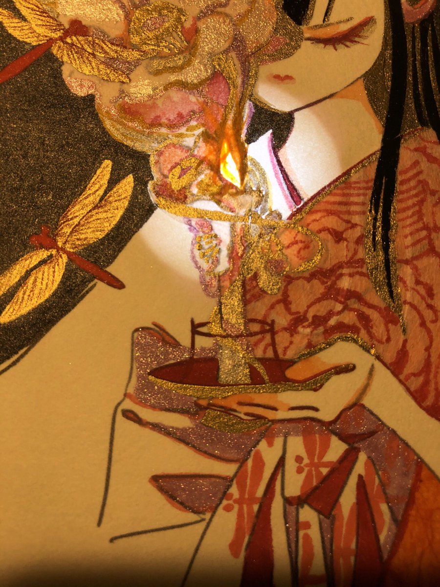 1girl solo japanese clothes kimono bug black hair long hair  illustration images