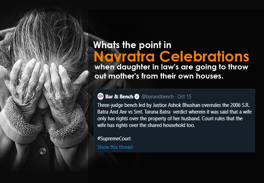Praying to Mata this #Navratri while mother's are set to be thrown out of their own houses #SeniorCitizens #Feminism
