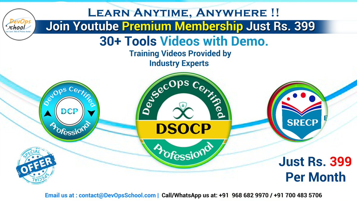 NarayanRajak3's tweet photo. If you want to Get rid of high course fees - JOIN our 399 youtube membership plan and learn from 5000 hrs of DevOps + DevSecOps + SRE demo based sessions.
👍 Join Now: https://t.co/blG15QlPN8
#DevOps #AWS #Docker #Puppet #DevSecOps #SRE #ScmGalaxy #DevOpsSchool #debugschool https://t.co/KmdaB7vBIH