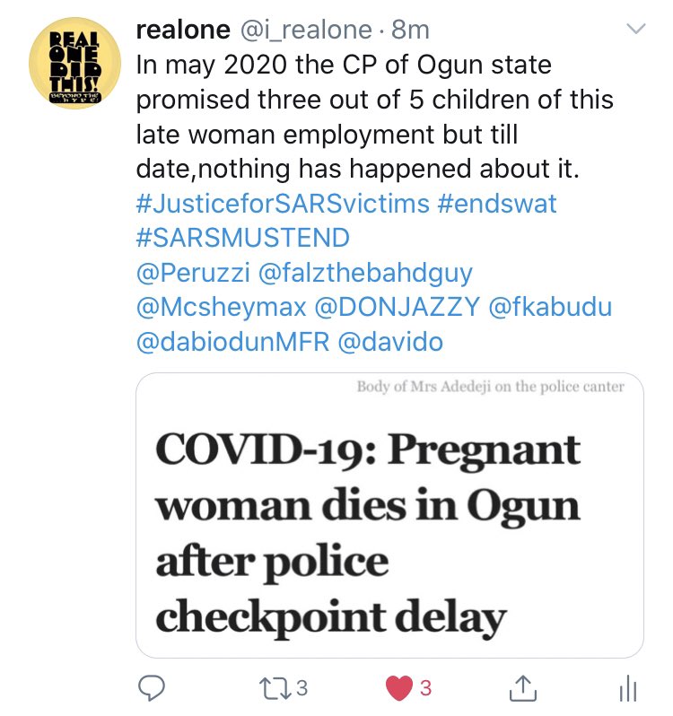 i_realone's tweet photo. @Mr_Macaronii_ #JusticeforSARSvictims https://t.co/Lf6wo2H0CF