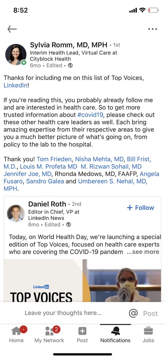 In a  #pandemic I achieve this reach along with  @DrTomFrieden or  @sandrogalea to disseminate facts-based engaging posts on  #COVID19able to communicate in a way that gets thru to  #business  #leaders, where risk-averse  #STEM &  #SciComm often fail https://www.linkedin.com/posts/sylviaromm_linkedintopvoices-worldhealthday-activity-6653377787581259777-zU2k