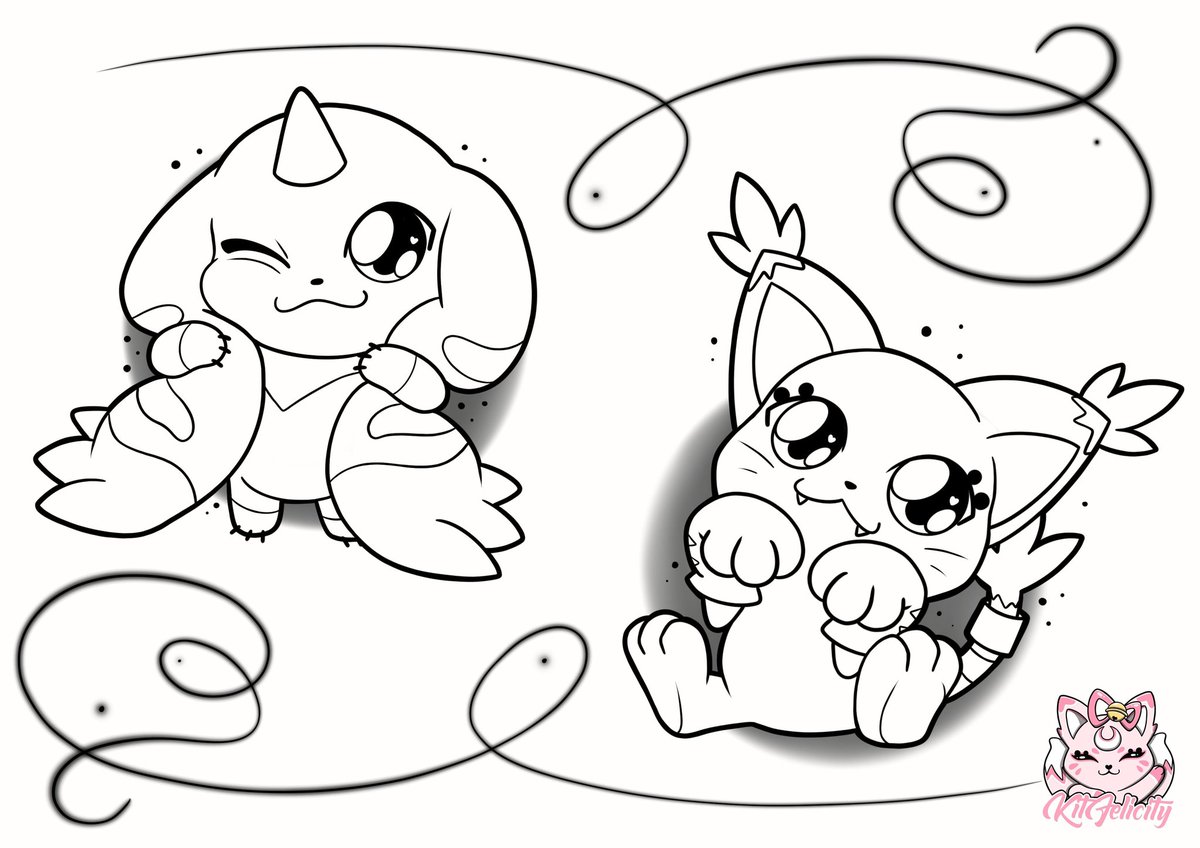 New babies for my tattoobook!✨ #terriermon #gatomon @digimon_official 💗  #apprenticetattooer #tattooanime #tattoomanga #book #tattoostyle #cuteness  #cutetattoo #tattoo #tattoogirl #girlpowa #digimon #digimontattoo  #girlartist #kawaii #kawaiitattoo, image size:1200x848