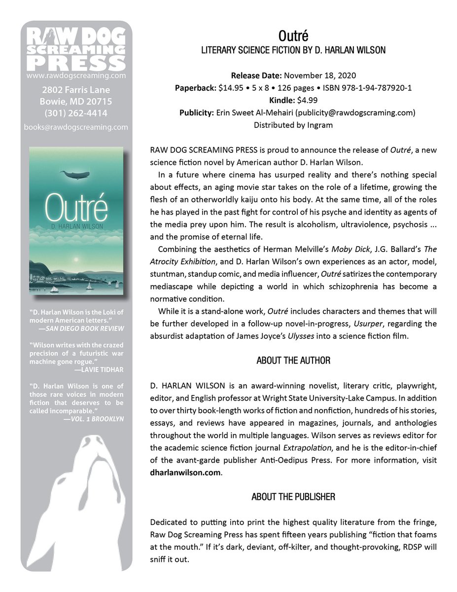 "Wilson’s latest is a wild, surreal trip down the rabbit hole. Anyone who enjoys stream-of-consciousness stories, as well as fans of artists Salvador Dalí and René Magritte, will enjoy this hallucinatory dreamscape.” —<a href="/LibraryJournal/">Library Journal</a> <a href="/RDSPress/">RDSP Editor J. Barnes</a> bit.ly/2H6kSVO