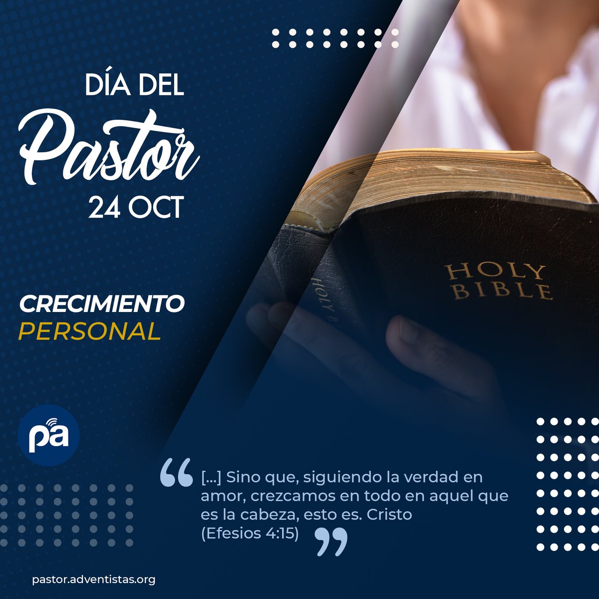 #SemanaDelMinisterioPastoral
17-24 OCTUBRE
Feliz semana del pastor. 
Feliz semana de la vocaciones misioneras. 
Feliz semana del ministerio de Cristo en el Lugar Santísimo. 
Feliz semana del inicio de la IASD.
Feliz semana de la predicación del mensaje de los tres ángeles.
