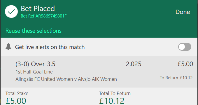 GoalFrenzy's tweet photo. #Roller #Cashbuilder #inplay
Starting with a fiver myself. First fixture up is the Swedish Women.
Let me know if you're joining in, and hopefully we don't fall at the first hurdle. https://t.co/mXPhwAzVsU