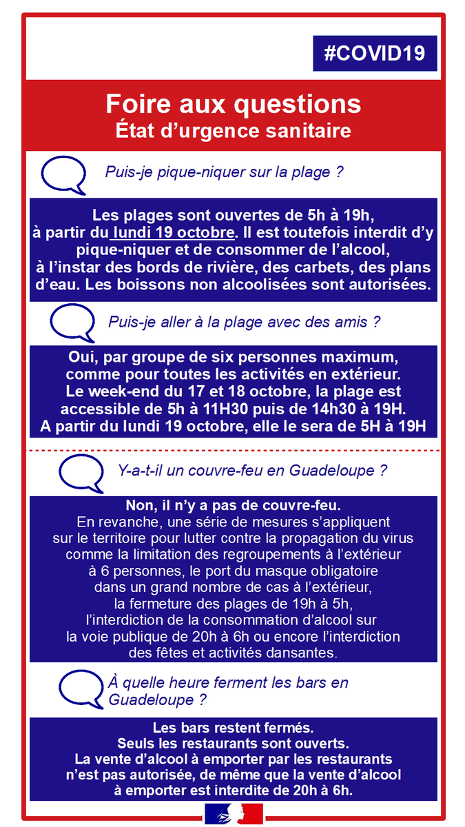 Quelle Heure Est T Il En Guadeloupe Préfet de Guadeloupe on Twitter: "#Covid19 #FAQ ❓#EtatdUrgenceSanitaire  🤔Pouvez-vous pique-niquer sur la #plage ? Pouvez-vous vous y rendre avec  des amis ? 🤔 Y-a-t-il un couvre-feu en #Guadeloupe ? À quelle heure