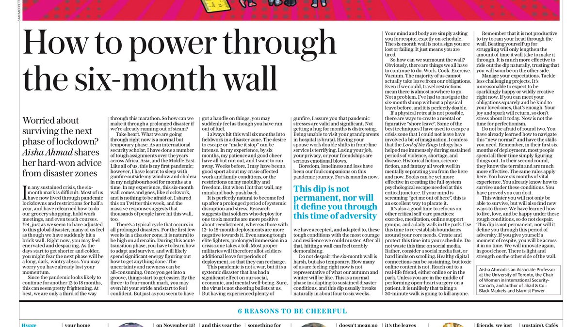 Hello lovely folks! Most of us are now deep in lockdown 2.0. Since writing about the six-month wall, many people asked me about how to take a “mental shore leave”. Here’s my plan, which might help you think creatively about yours. Good luck!  THREAD