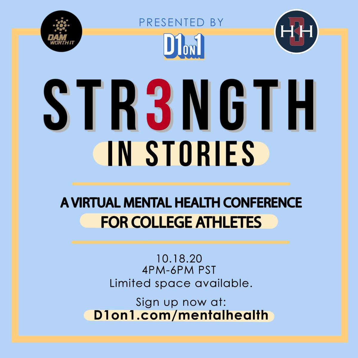 Who is joining us tomorrow for another student athlete #mentalhealth conference with our flawless friends <a href="/HilinskisHope/">Hilinski’s Hope</a> <a href="/D1on1Stories/">D1on1</a> <a href="/DamWorthIt/">Dam Worth It Company</a>?