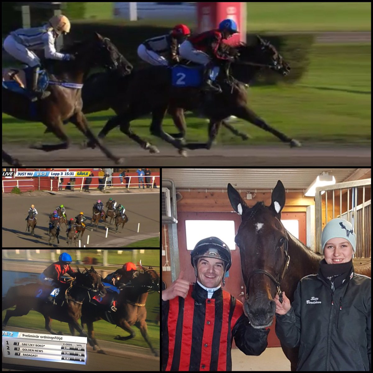 Gretzky Boko!!😃🥇🏇🏻Tillsammans så vinner vi finalen i Gävleborgs Montéserie och tar hem förstapriset på 100.000 kronor. Stort grattis till ägare Bruland Binge AS, skötare, och till tränare Morten A Pedersen (<a href="/MortenAP/">Morten A. Pedersen</a>) och stort tack för att jag fick rida er fina häst idag!🏆🙏🏻