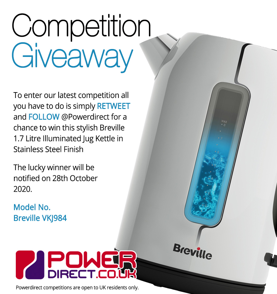 #Free to Enter@PowerDirectUK #Competition #Giveaway... Simply Retweet and Follow for a chance to #Win a Breville 1.7 Litre Illuminated Jug Kettle. #SaturdayMotivation