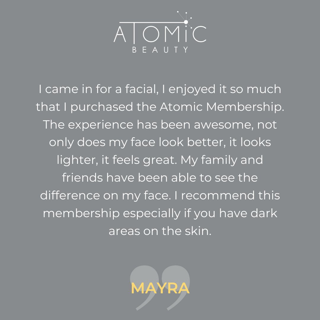 The key to fighting dark spots &amp; pigmentation is consistency, which is why an #AtomicBeauty membership is the perfect way to improve your skin, AND save!
Mayra, we’re so happy you’re loving being a member!
Learn more⬆️
atomicbeauty.com/memberships-fr…
#theatomicbeauty #friscomedspa