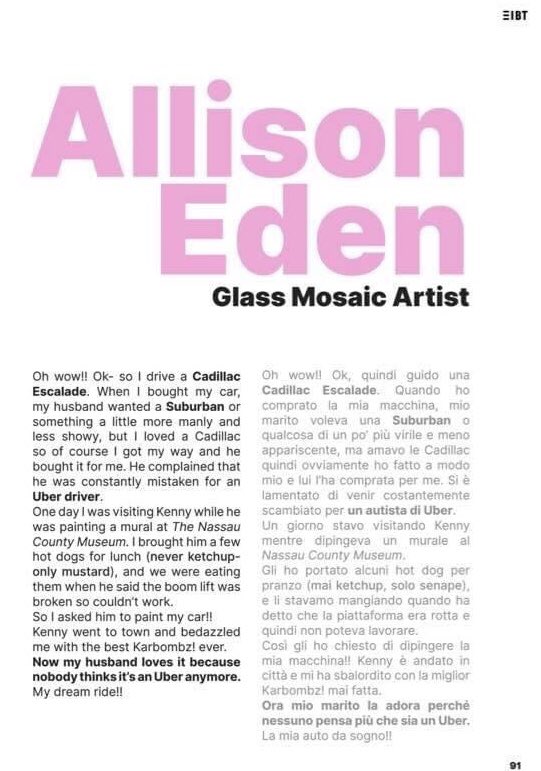 AllisonEdenArt's tweet photo. Almost Famous ! (But only because #KennyScharf painted my car)#😂so i went to visit the amazing #artist as he was painting the outside of @nassaumuseum -parked @Cadillac and wore dress to his show @MuseumModernArt #NYC  shown in @xibtmag this month !#popart #graffiti #fashion https://t.co/ZZw9a28Fhp