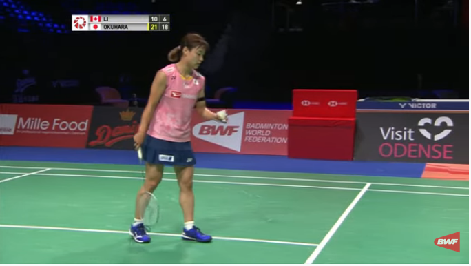 2nd seed Nozomi OKUHARA overcame 4th seed Michelle LI  hurdle 21-10 ,21-7 to reach final of womens singles category at #DenmarkOpen2020 #Badminton