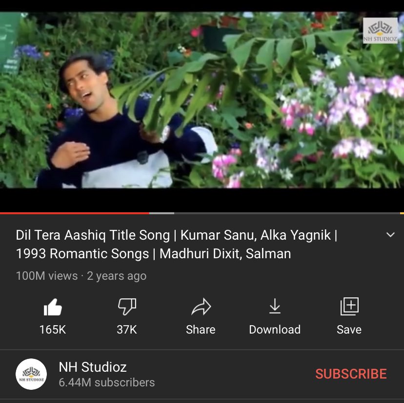 One more song of #SalmanKhan has completed 100M views on YouTube..#DilTeraAashiq 
One of my favourite song..
Salman Khan rules all over..