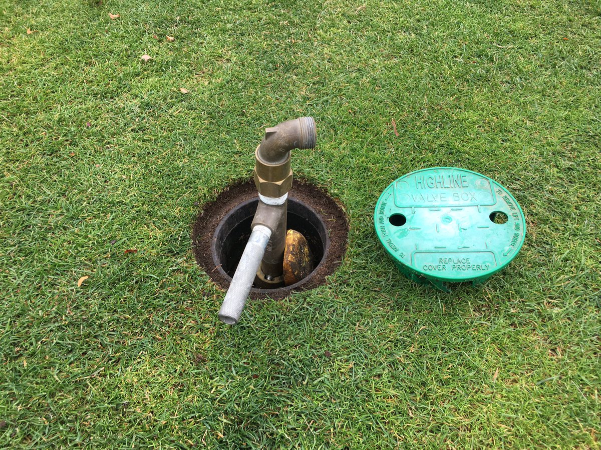 benjpfeffer's tweet photo. Being prepared!! Irrigation blowout 2 weeks away @FoxRunGolfLinks. Using my time now to trim all quick coupler (QC) valves at tees / fairways / greens for easier locating come time of blowout!! https://t.co/5VVpjlZABI