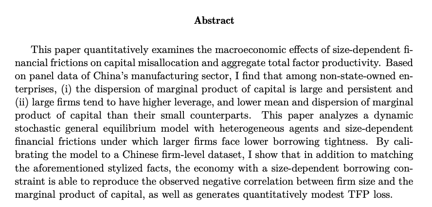 Xiaolu ZhuJMP: "Size-dependent Financial Frictions, Capital Misallocation and Aggregate Productivity"Website:  https://sites.google.com/ucr.edu/xiaoluzhu
