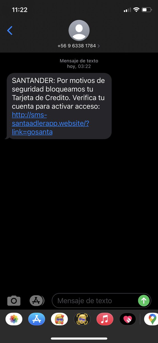 juanlescobar's tweet photo. @santanderchile hola, ya me tienen aburrido este tipo de mensajes, sé que son estafas pero hagan algo al respecto. https://t.co/4gBQNAWeUc