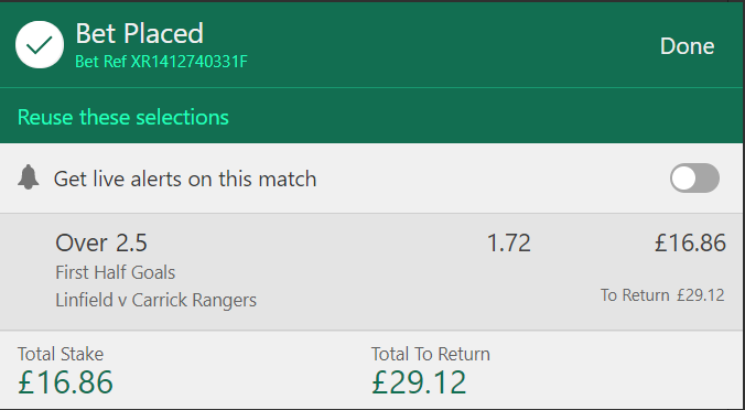 GoalFrenzy's tweet photo. #Roller #Cashbuilder #Inplay
Over to Northern Ireland for the third bet. https://t.co/QgZq1M0bcH