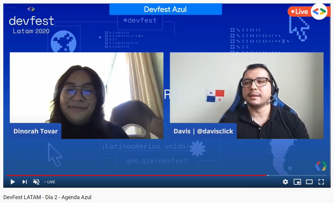 davisclick's tweet image. Gracias @DDinorahtovar desde México, por compartir con toda la comunidad de LATAM #DevFestLatam2020 #DevFestLATAM @GoogleDevsLATAM