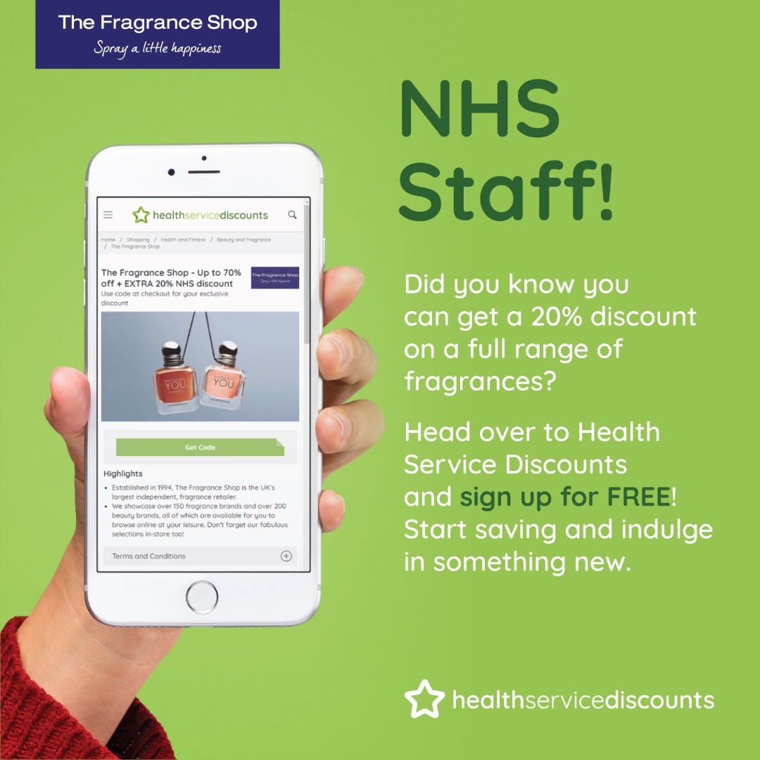 FragranceShopUK's tweet photo. Because you're there for us, we're here for you.... Treat yourself, you deserve it! #NHSdiscount #HealthServicediscounts #TheFragranceShop https://t.co/ORc2QJYD94